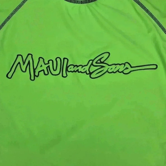 NWOT Maui And Sons Rash guard Men SPF 50+ Swim shirt green # MRG 1610 XL - Picture 4 of 7